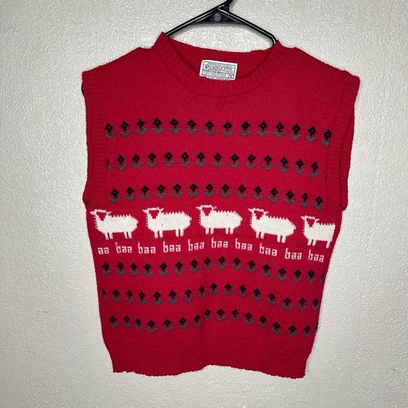 Vintage 80s Pendleton Wool Sheep Vest Small - Picture 2 of 5